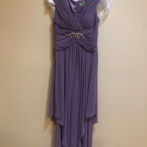 Eliza J muted purple/lavender floor length gown